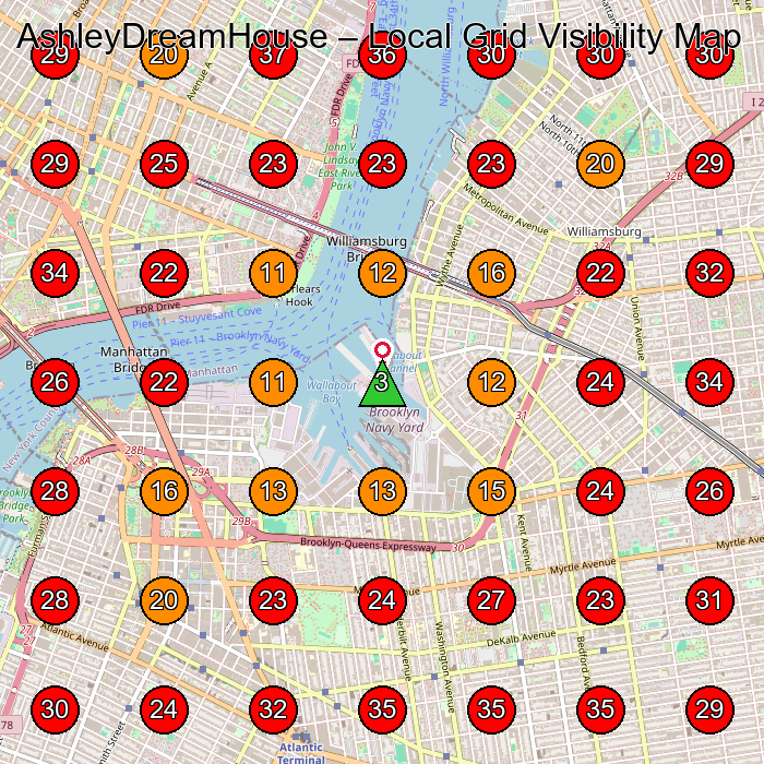 AshleyDreamHouse GeoGrid visibility map for House Cleaning Service in None